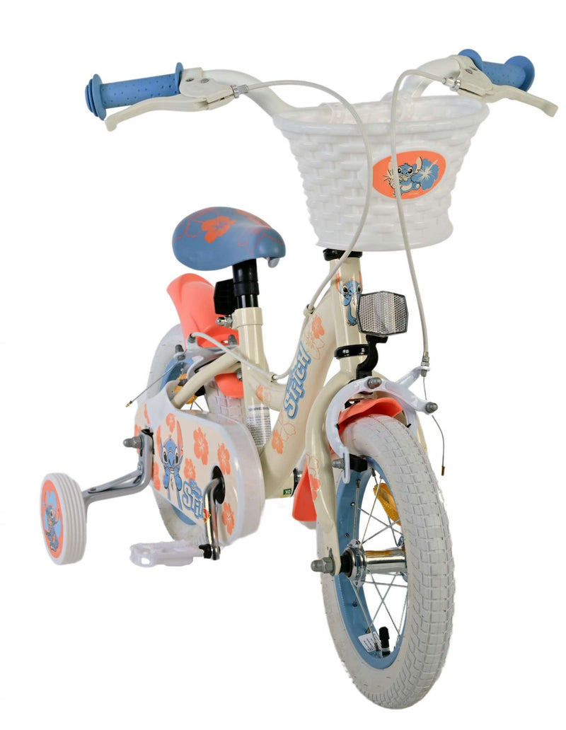 Load image into Gallery viewer, Stich disney stitch kinderfiets - meisjes - 12 inch - twee handremmen - crème koraal blauw
