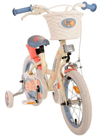 Disney Stitch Kinderfiets - Meisjes - 14 inch - Crème Koraal Blauw