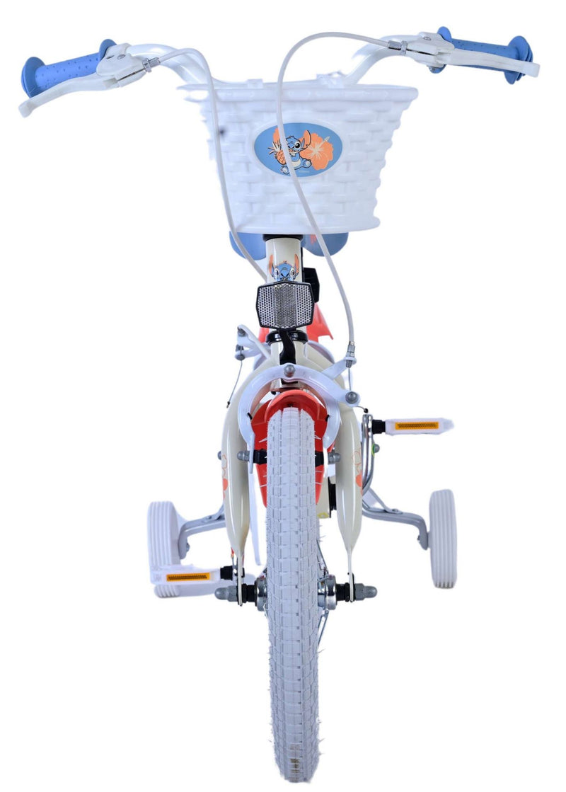 Load image into Gallery viewer, Stitch disney kinderfiets - meisjes - 14 inch - crème koraal blauw - twee handremmen
