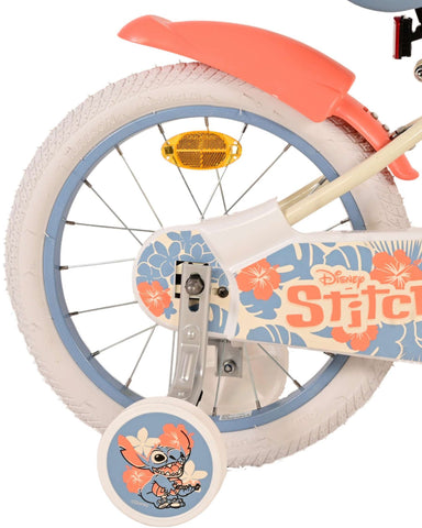 Disney Stitch Kinderfiets - Meisjes - 16 inch - Crème Koraal Blauw