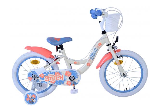 Load image into Gallery viewer, Stitch Stitch Kinderfiets Meisjes 16 inch Crème Koraal Blauw Twee handremmen
