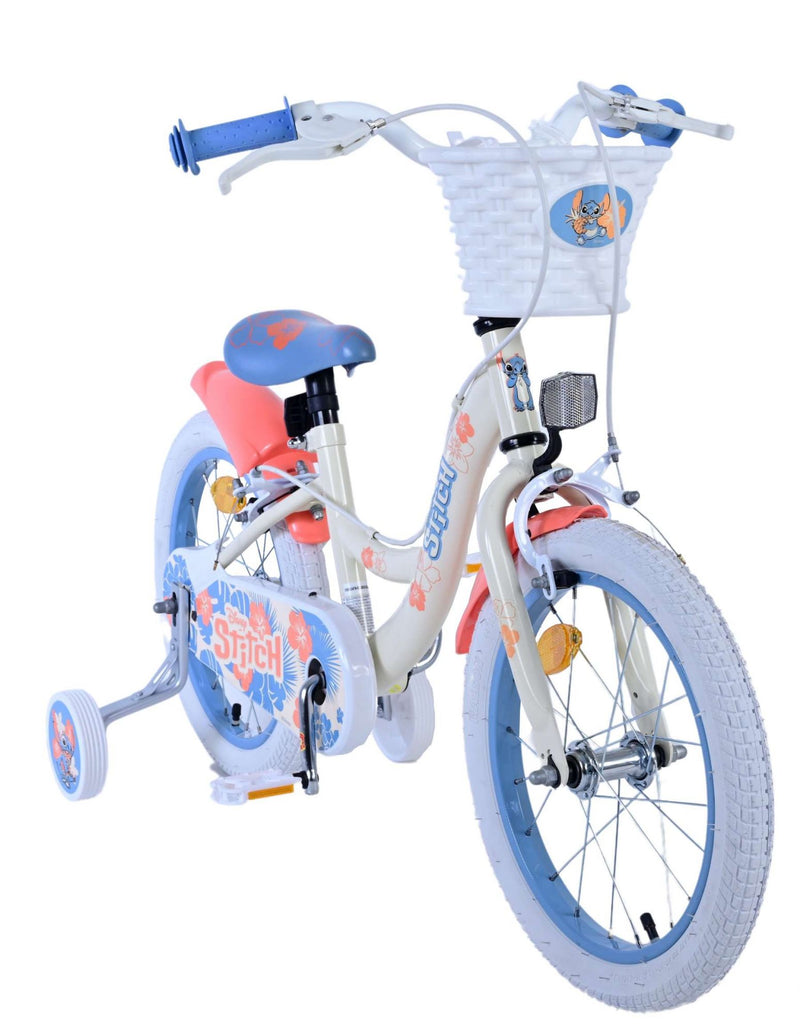 Load image into Gallery viewer, Stitch Stitch Kinderfiets Meisjes 16 inch Crème Koraal Blauw Twee handremmen
