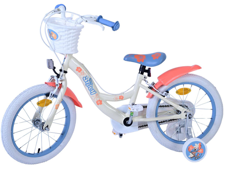 Load image into Gallery viewer, Stitch Stitch Kinderfiets Meisjes 16 inch Crème Koraal Blauw Twee handremmen
