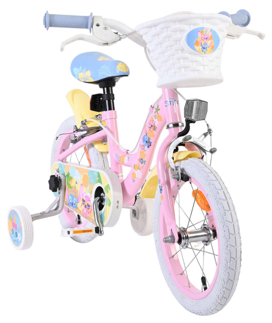 Stich disney stitch kinderfiets - meisjes - 14 inch - roze - twee handremmen