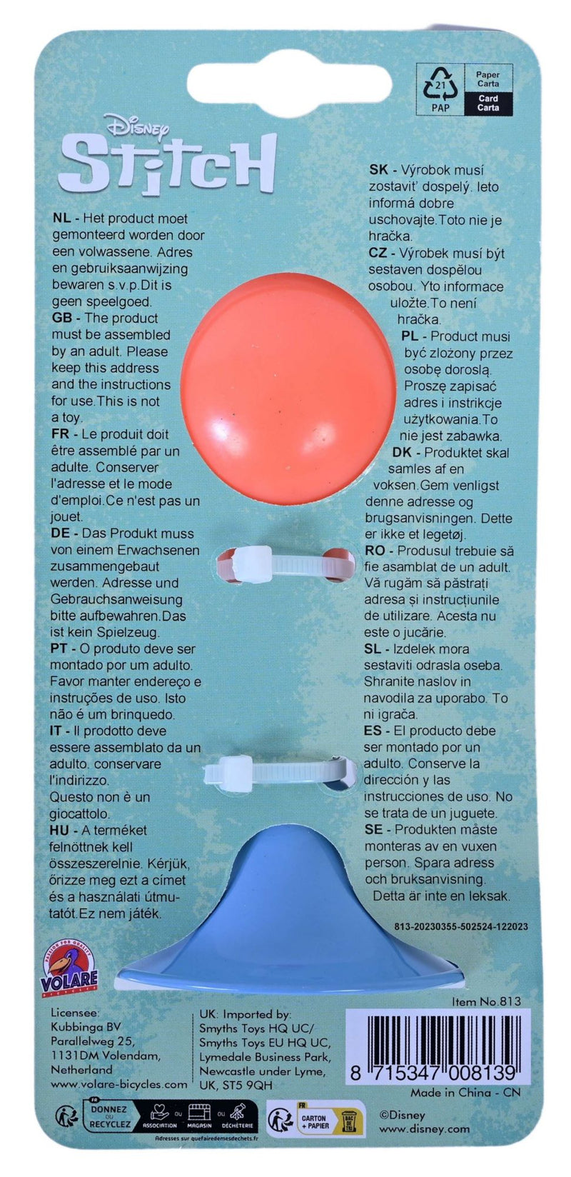 Load image into Gallery viewer, Stich disney stitch fietstoeter - koraal blauw oranje
