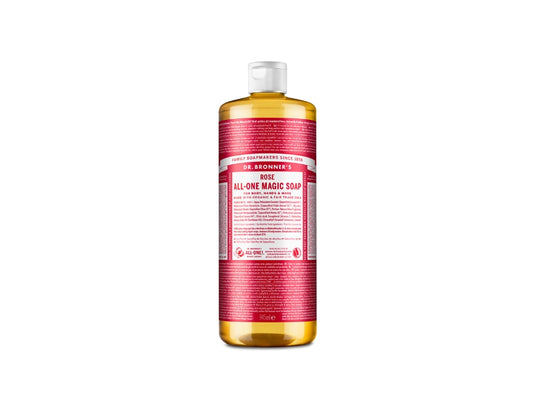 Dr. bronner's vloeibare zeep - pure castile - roos - 945 ml