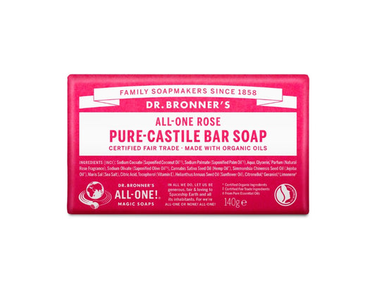 Dr. bronner's zeepblok - pure castile - roos