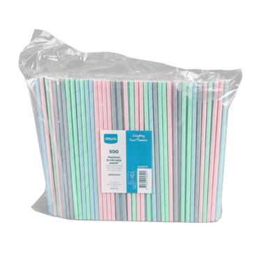 Depa drinkrietje papier pastel fsc 20cm x 6mm (500 stuks)