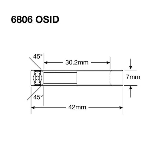 Enduro bearings 6806 llb osid - abec 3 (radial) - 30,2x42x7 (45°)