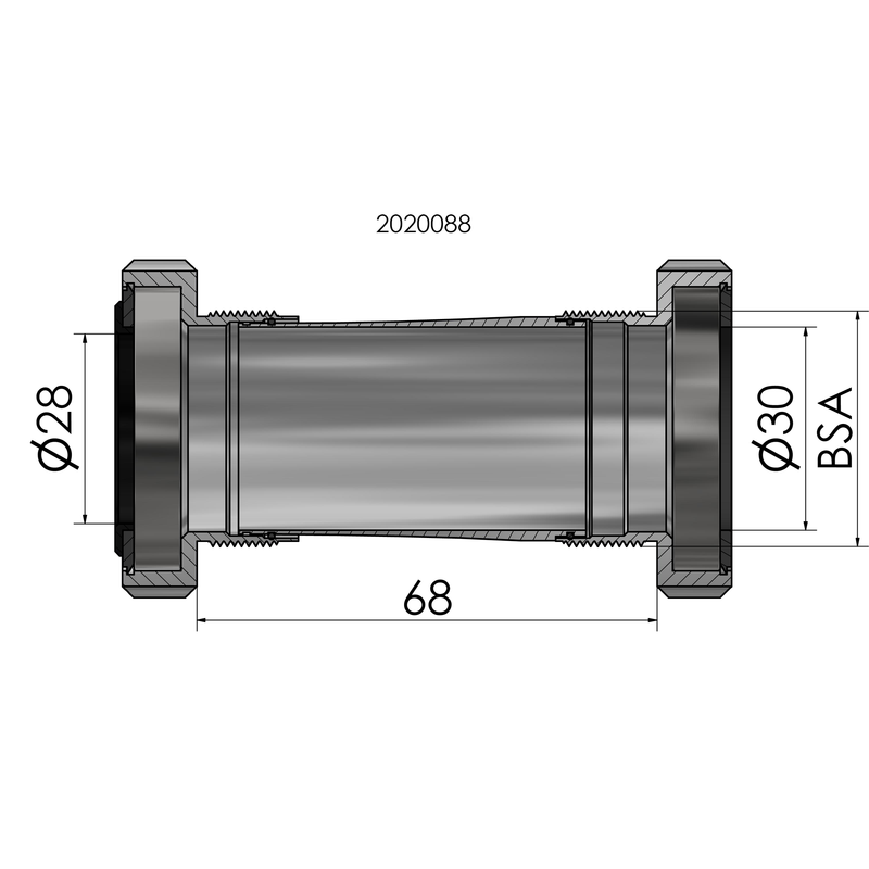 Load image into Gallery viewer, Trapas Elvedes Thread fit BSA voor Praxis road MTB 68-73 mm
