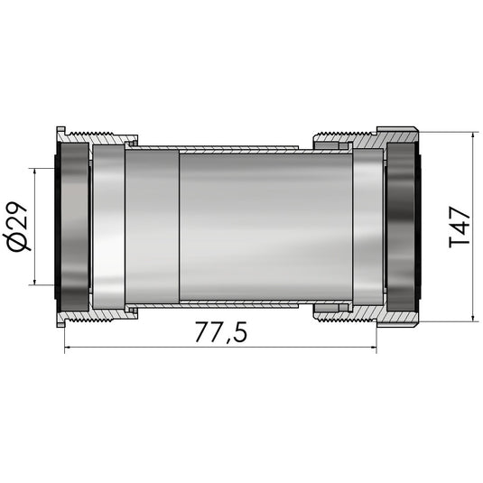 Elvedes trapas thread fit t47a (cervélo) voor sram dub