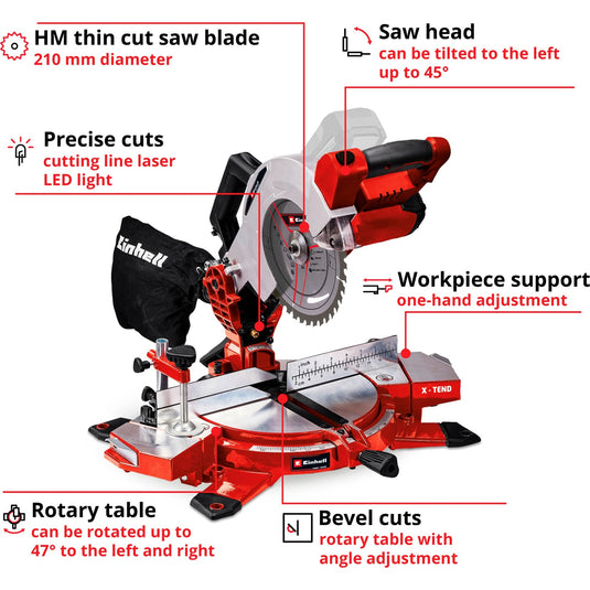 Einhell Accu Kap verstekzaag TE-MS 18 210 Li-Solo