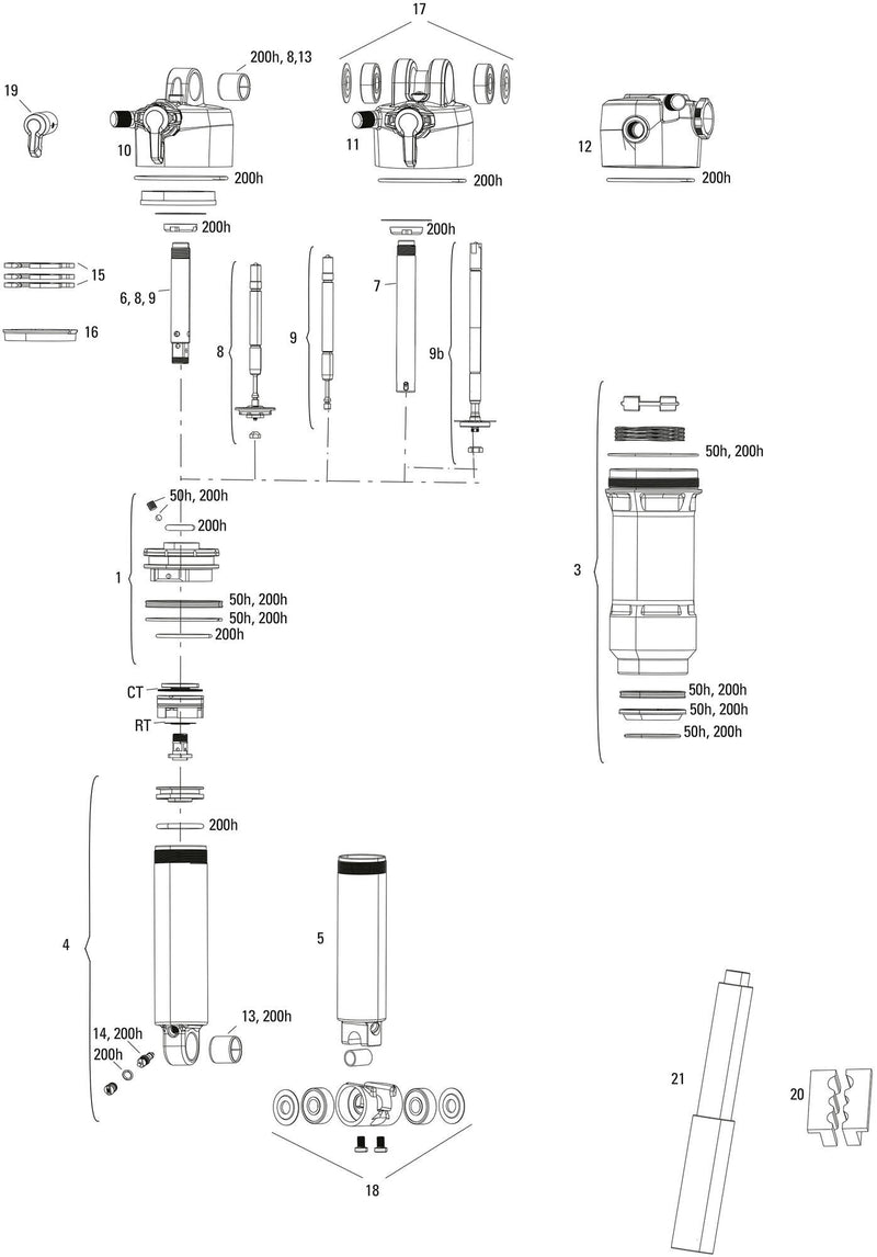 Load image into Gallery viewer, Rockshox federbein deluxe ultimate rct rear shock rs del.ult.rct 165 x 40mm
