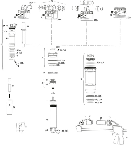 Rockshox schokdemper super deluxe ultimate rc2t rear shock rs sup.del. ult.rc2t 165x45mm