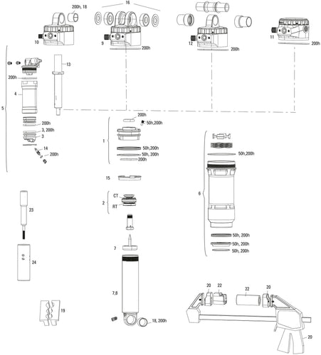 Rockshox schokdemper super deluxe ultimate rc2t rear shock rs sup.del. ult.rc2t 205x65mm