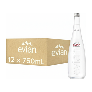 Evian mineraalwater glazen fles (12x 75 cl)
