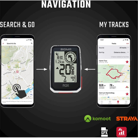 Sigma fietscomputer Rox 2.0 GPS stuurhouder wit