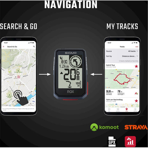 Sigma fietscomputer Rox 2.0 GPS top mount zwart