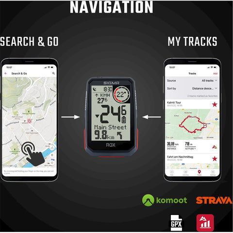 Sigma fietscomputer Rox 4.0 GPS stuurhouder zwart