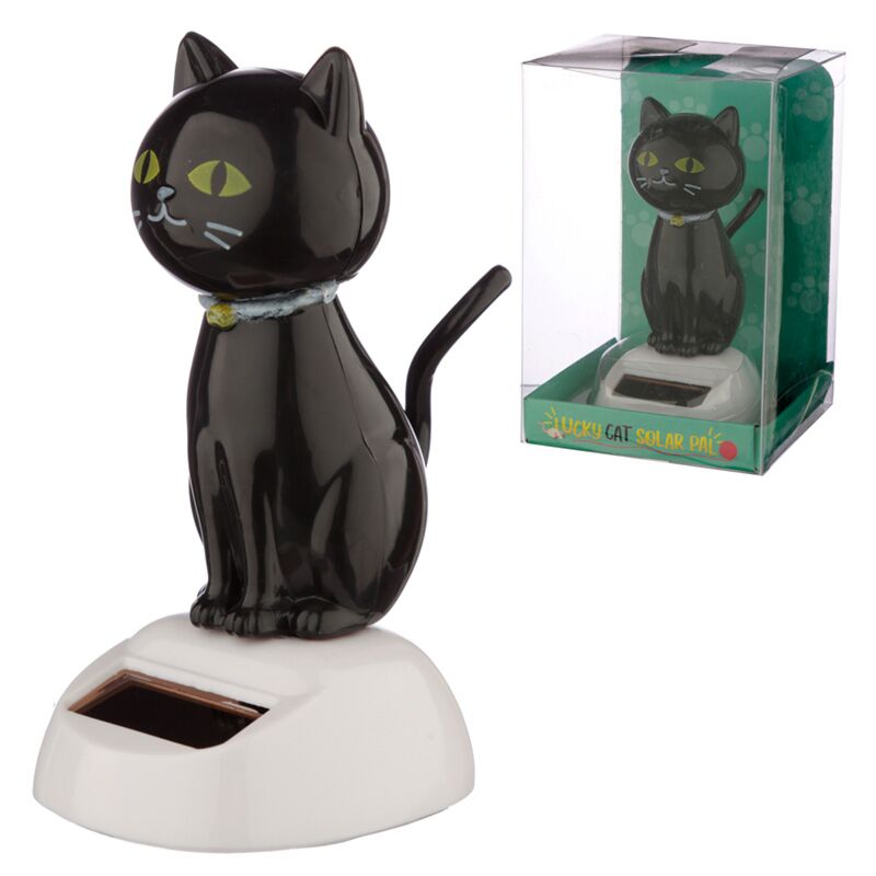 Load image into Gallery viewer, Geluk zwarte kat solar poppetje

