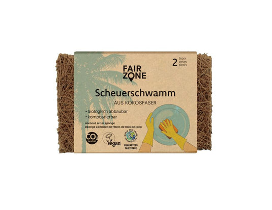 Fairzone schuurspons - kokos - 2 stuks