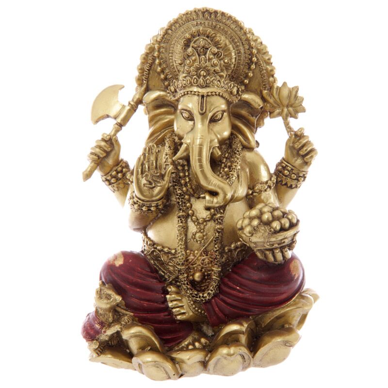 Load image into Gallery viewer, Goud rood ganesh beeld 16cm
