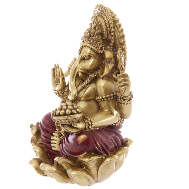 Load image into Gallery viewer, Goud rood ganesh beeld 16cm
