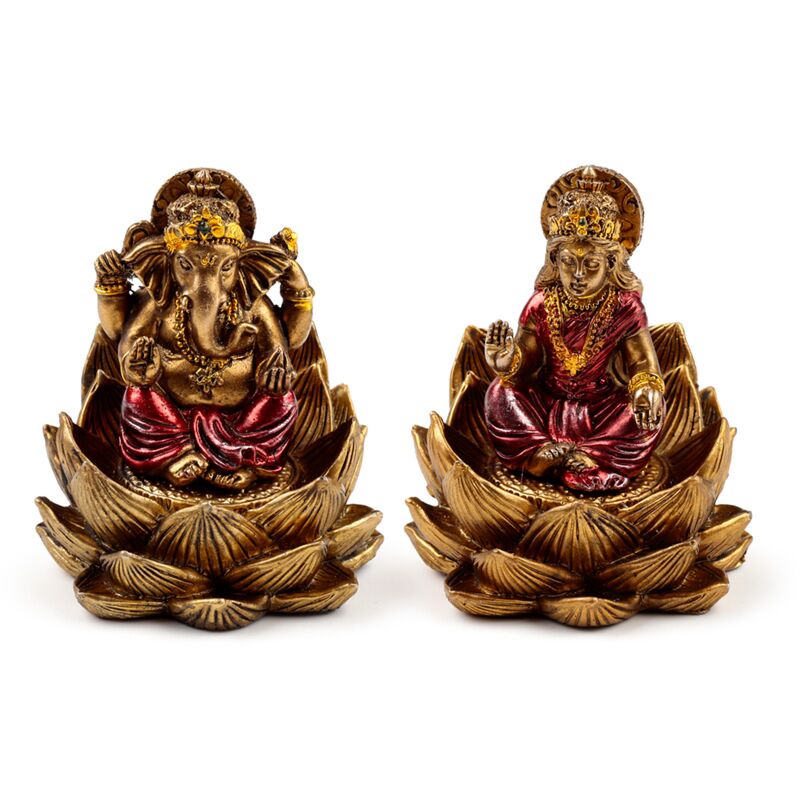 Load image into Gallery viewer, Goudkleur ganesh lakshmi lotus set van 2
