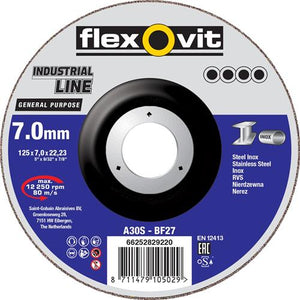 Flexovit abs industrial 180x7x22.23 a30s t27 st rvs | 10 stuks