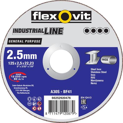 Flexovit dss industrial 115x2.5x22.23 a30s t41 st rvs | 25 stuks