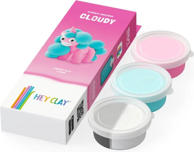 Load image into Gallery viewer, Hey-clay rainbow unicorn cloudy 3 cans boetseerklei
