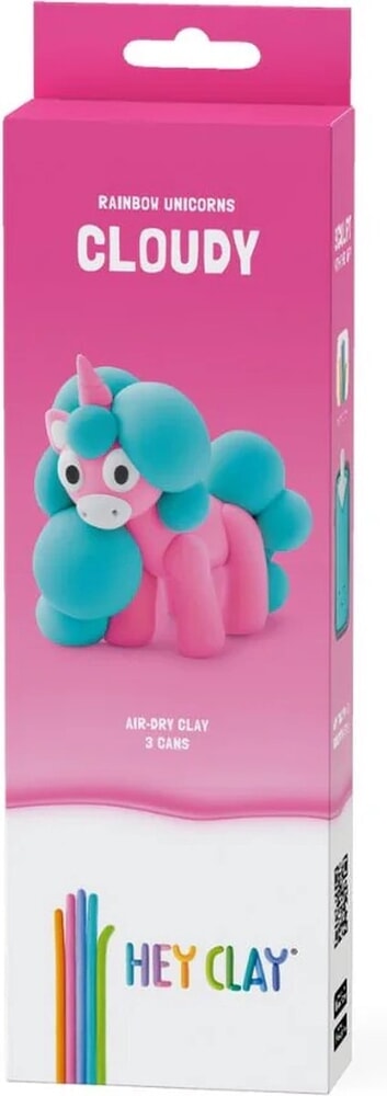 Hey-clay rainbow unicorn cloudy 3 cans boetseerklei