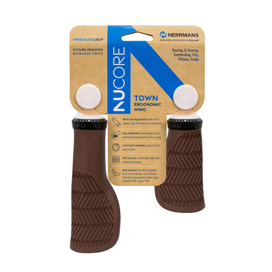 Herrmans handvatten nucore grip town wave 90 130mm bruin