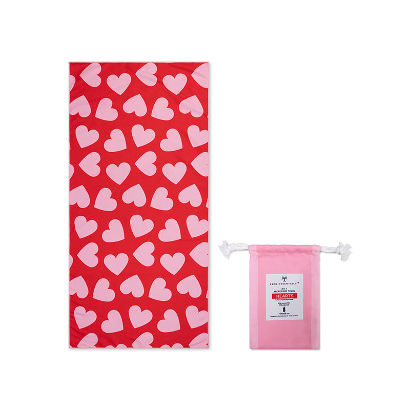 Load image into Gallery viewer, Hearts | rode microvezel handdoek 135 x 65 cm
