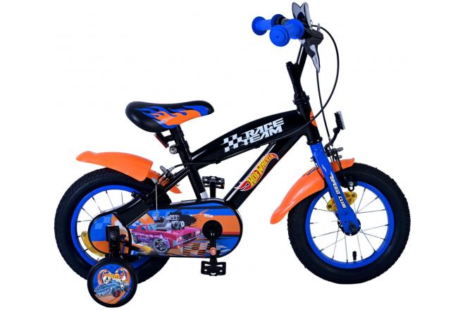 Load image into Gallery viewer, Hot wheels kinderfiets - jongens - 12 inch - zwart oranje blauw - twee handremmen
