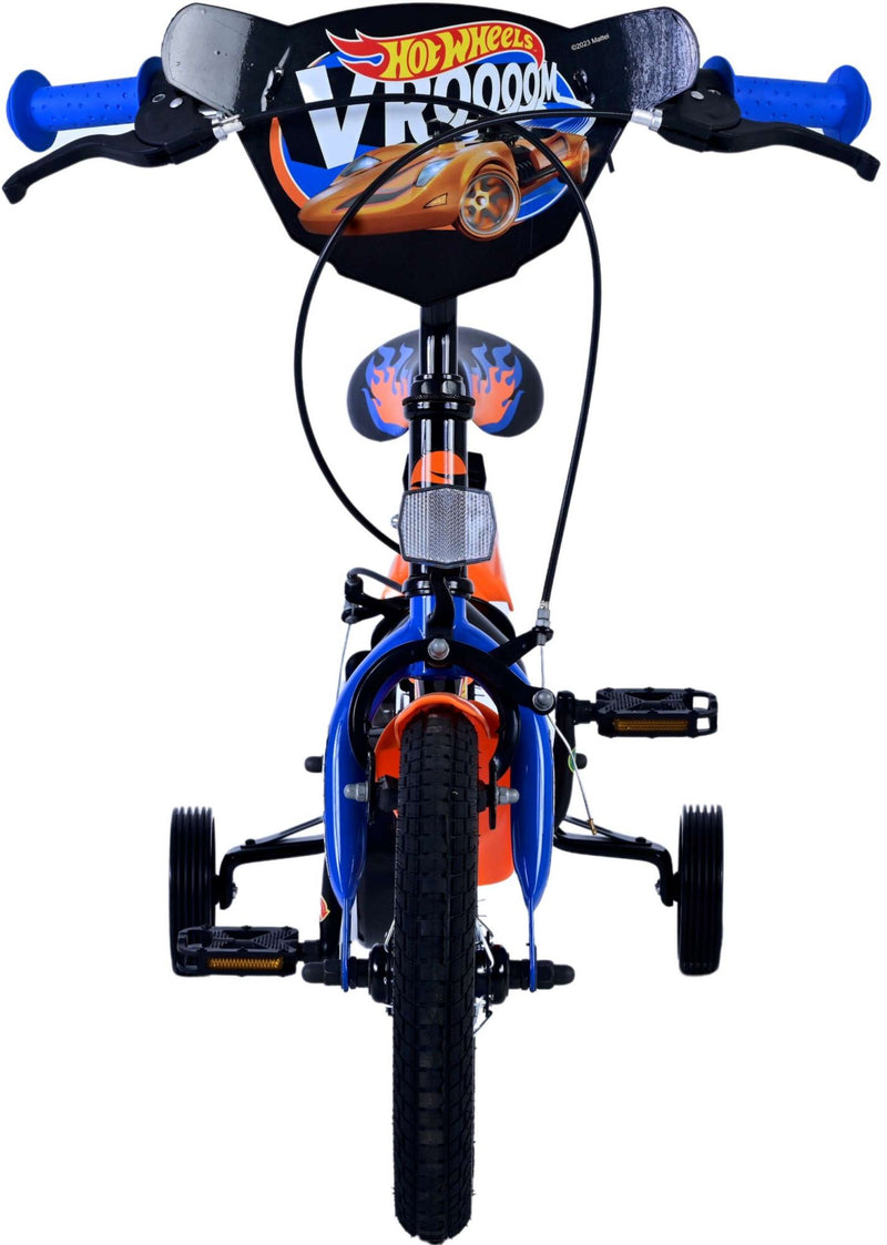 Load image into Gallery viewer, Hot wheels kinderfiets - jongens - 12 inch - zwart oranje blauw - twee handremmen
