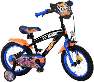 Volare hot wheels kinderfiets - jongens - 14 inch - zwart oranje blauw