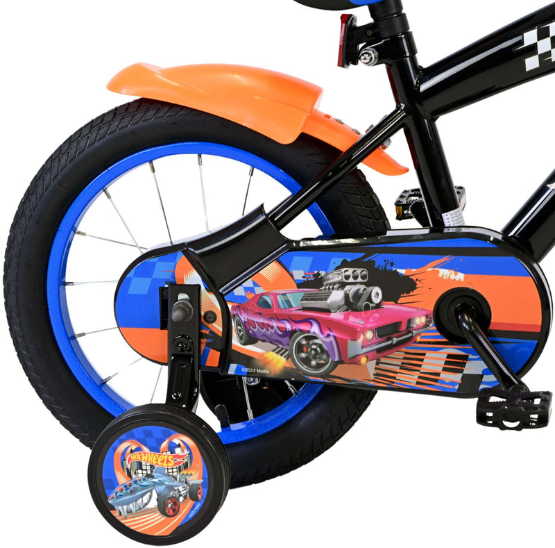 Load image into Gallery viewer, Hot wheels kinderfiets - jongens - 14 inch - zwart oranje blauw

