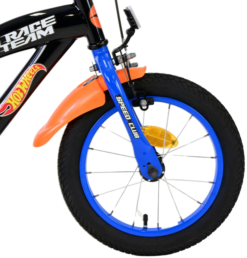 Load image into Gallery viewer, Hot wheels kinderfiets - jongens - 14 inch - zwart oranje blauw
