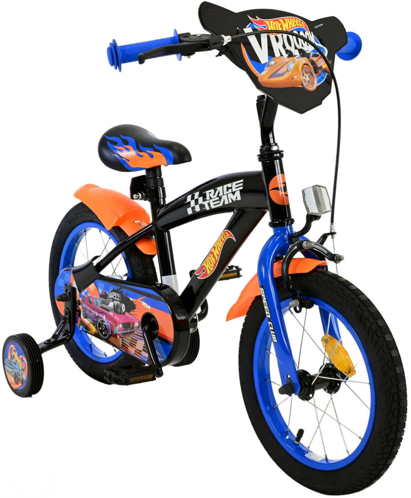 Load image into Gallery viewer, Hot wheels kinderfiets - jongens - 14 inch - zwart oranje blauw
