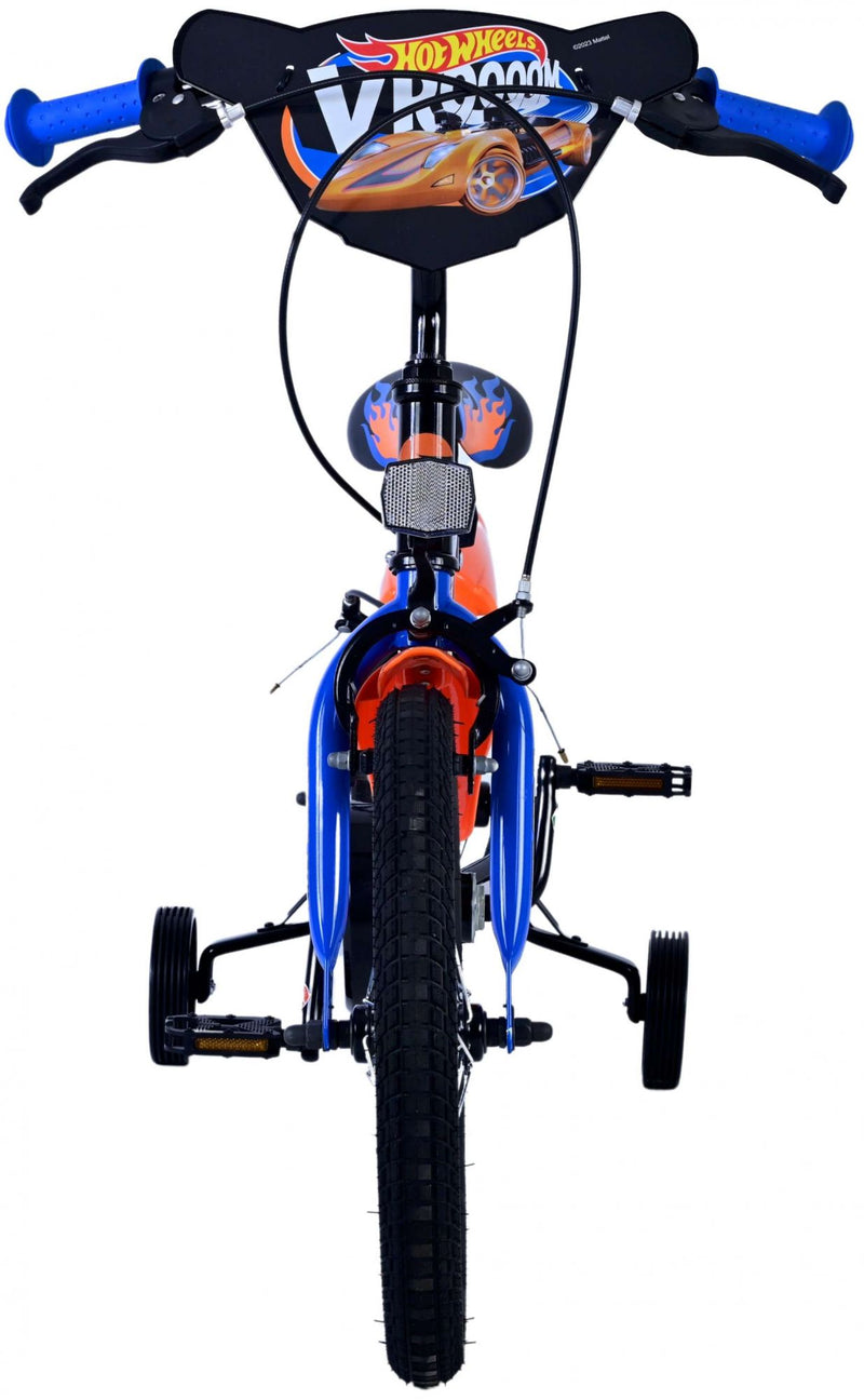 Load image into Gallery viewer, Hot wheels kinderfiets - jongens - 16 inch - zwart oranje blauw - twee handremmen
