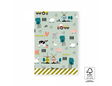 House of products cadeauzakjes - farm - green stripes - 17x25cm - 200st