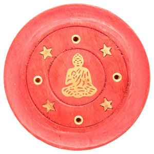 Mangohout rond rood wierookhouder