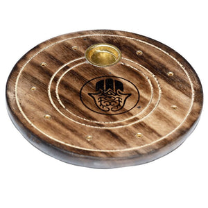 Mango hout ronde hamsa wierookhouder