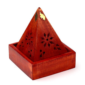 Mango hout piramide wierookhouder kegels olifant