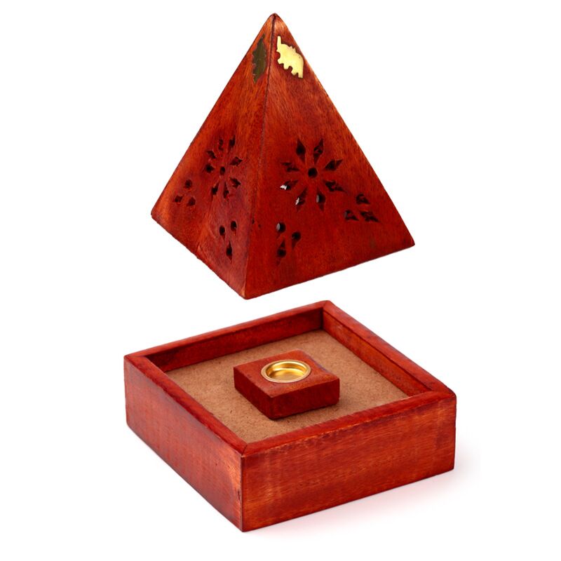 Load image into Gallery viewer, Mango hout piramide wierookhouder kegels olifant
