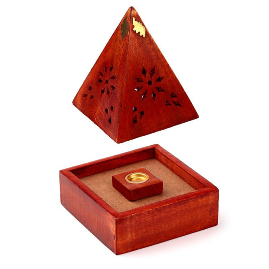 Mango hout piramide wierookhouder kegels olifant