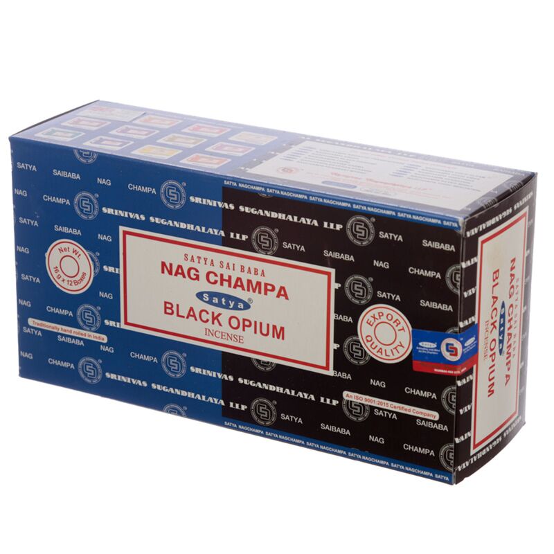 Load image into Gallery viewer, 01307 satya nag champa zwarte opium wierook stokjes
