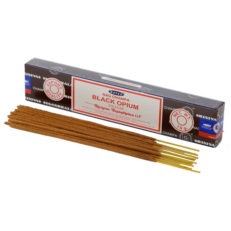 Load image into Gallery viewer, 01346 zwarte opium - satya nag champa wierook stokjes
