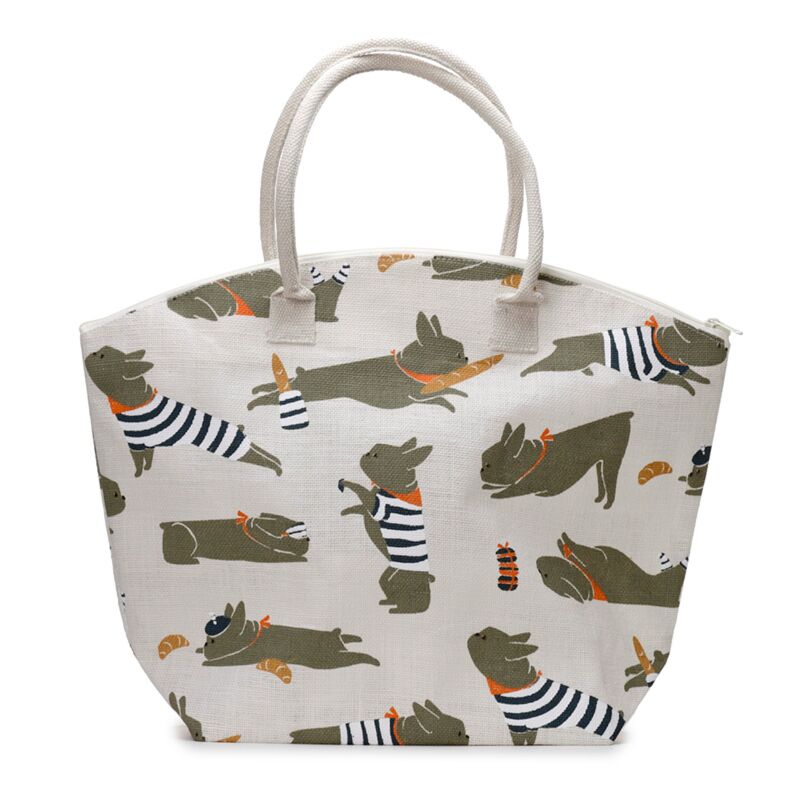 Load image into Gallery viewer, Bertrand de franse bulldog jute strandtas
